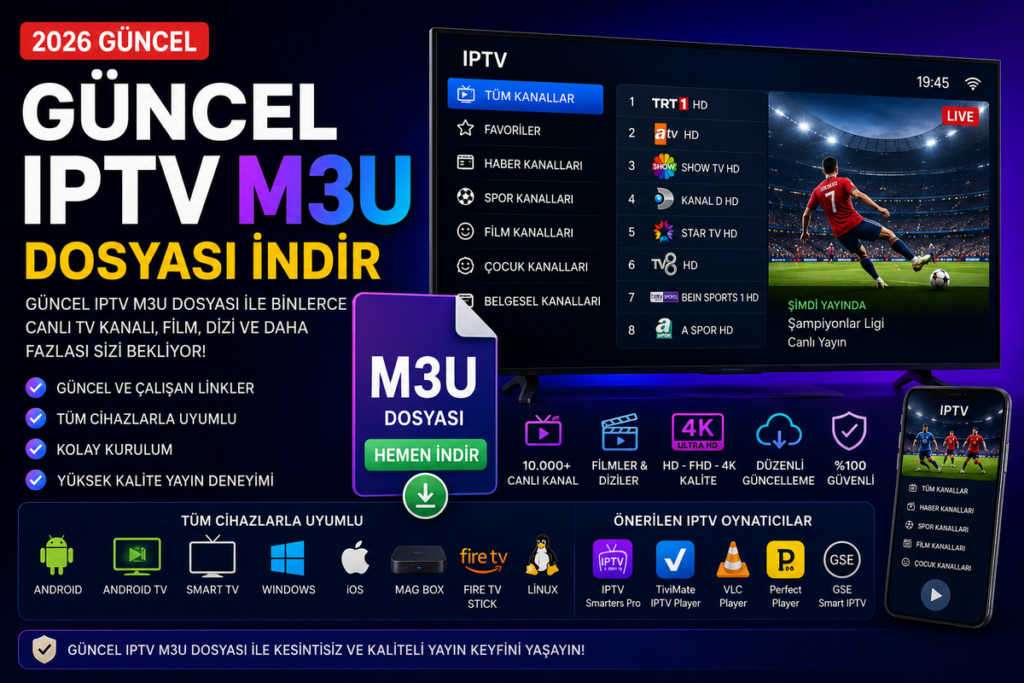 Güncel IPTV M3U Dosyası İndir